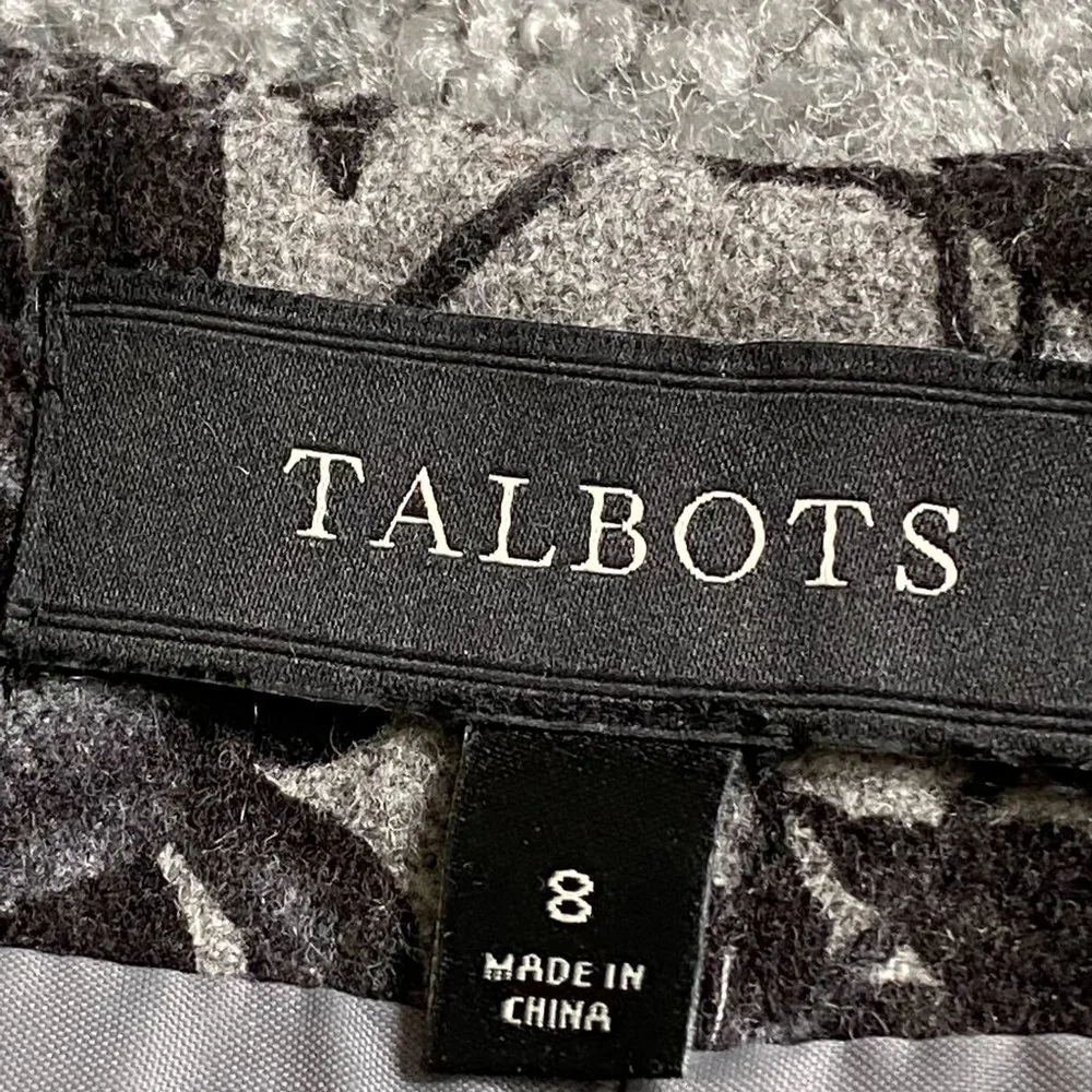 ❤️ Talbots A-line Wool Skirt in Gray with Floral Print Vey Pretty US8   - O81